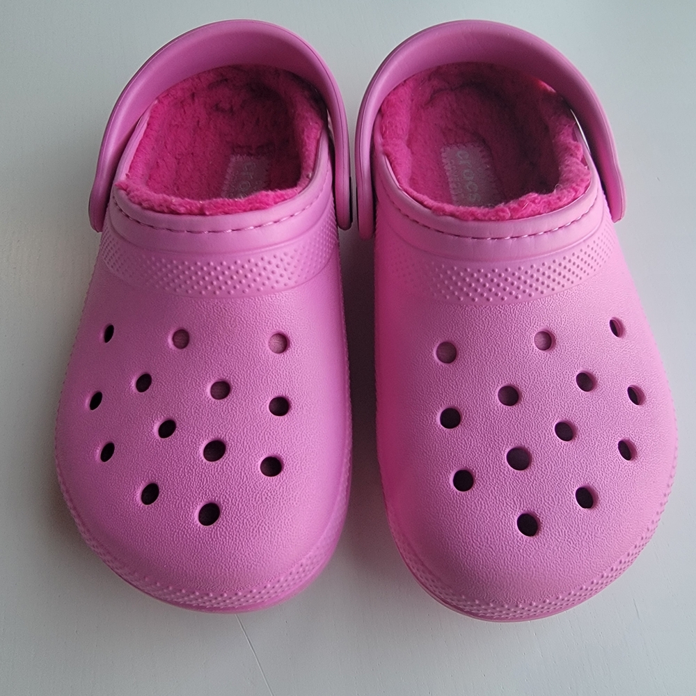 CROCS Toddler Pink Classic Lined Clog Slippers